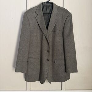 Versini Mens Sport Coat 100% Silk 3 Button 46R Houndstooth Office Career